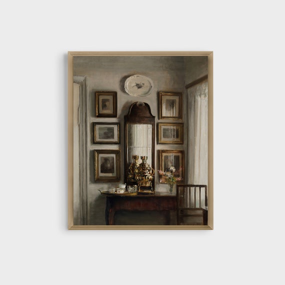 Vintage Still Life Painting Danish Interior Antique Art Print Vertical Wall Art Moody Home Decor 18th Century Fine Art