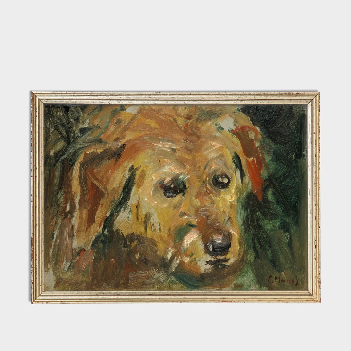 Gentle Golden Dog Portrait Impressionist Pet Oil Painting Poster - Image 3