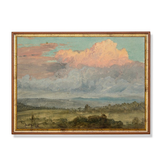 Printed And Shipped Vintage Landscape Painting Antique Country Landscape Rustic Moody Fine Print Farmhouse Decor Physical Prints