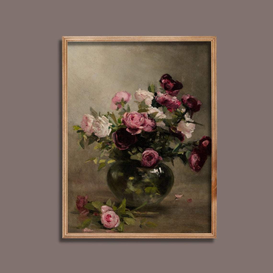 Roses In A Vase Painting Vintage Wall Art Flower Oil Painting Print Floral Trendy Wall Art Antique Art Print - Image 3