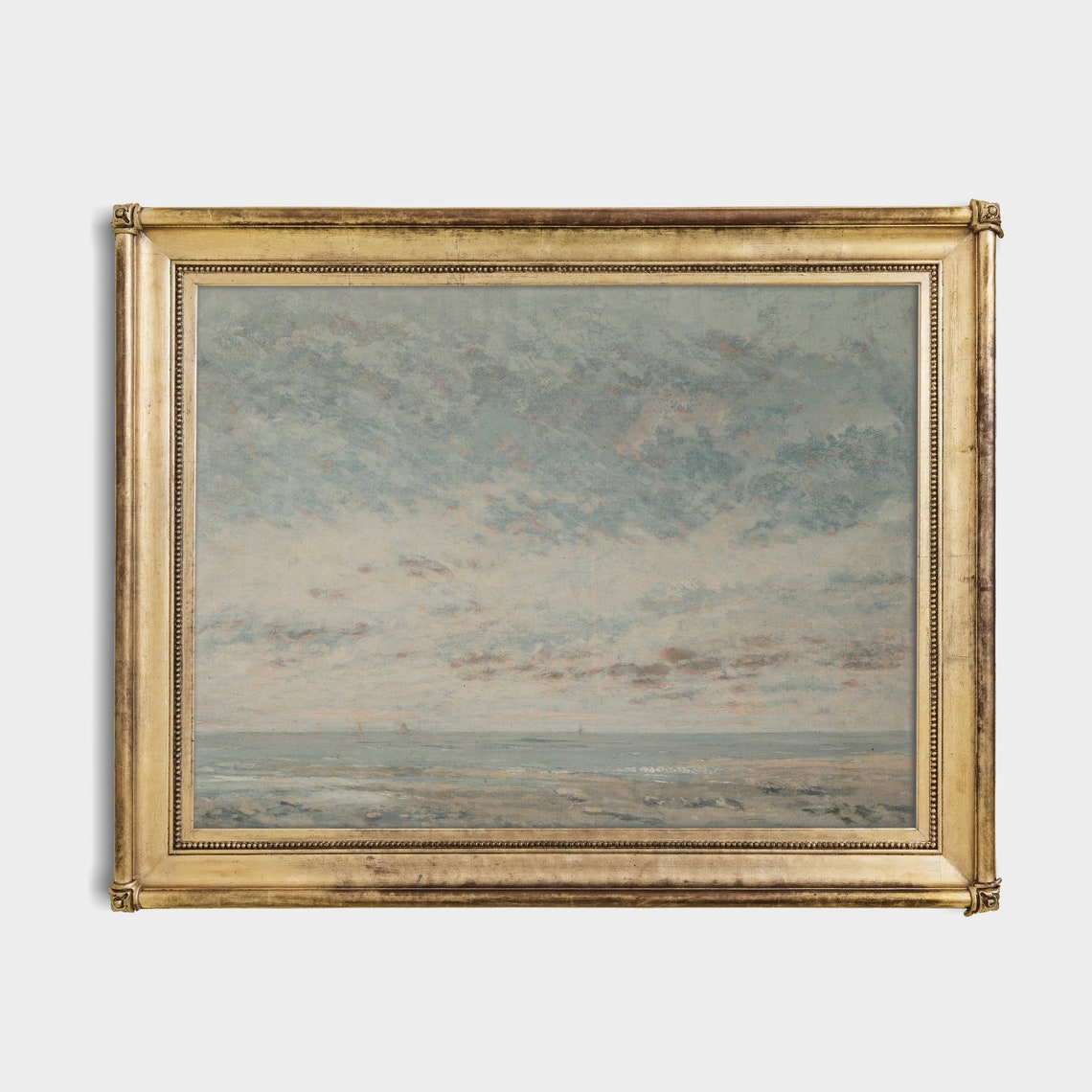 Overcast Seascape with Distant Sails on a Pale Horizon Poster - Image 2