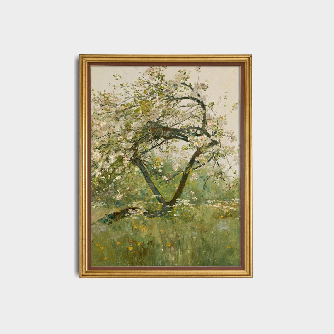 Blossoming Apple Tree in a Wildflower Meadow Painting Poster - Image 3
