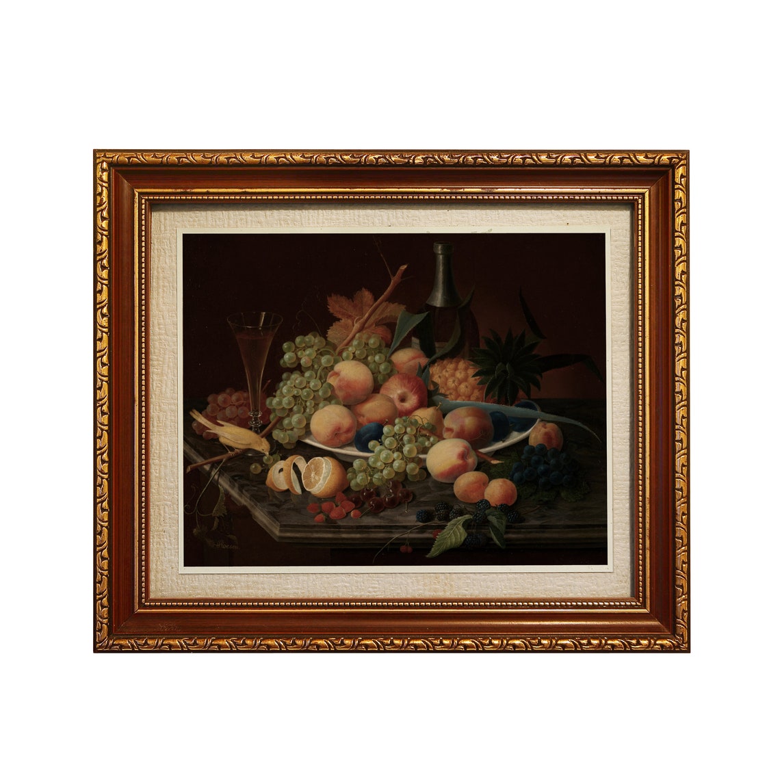 Lavish Fruit Feast with Wine and Pineapple Antique Still Life Poster - Image 5