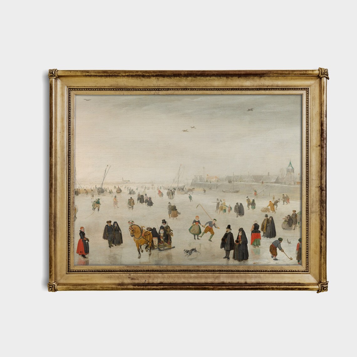Vintage Winter Scenes, Ice Skating Landscape Art Print - Image 3