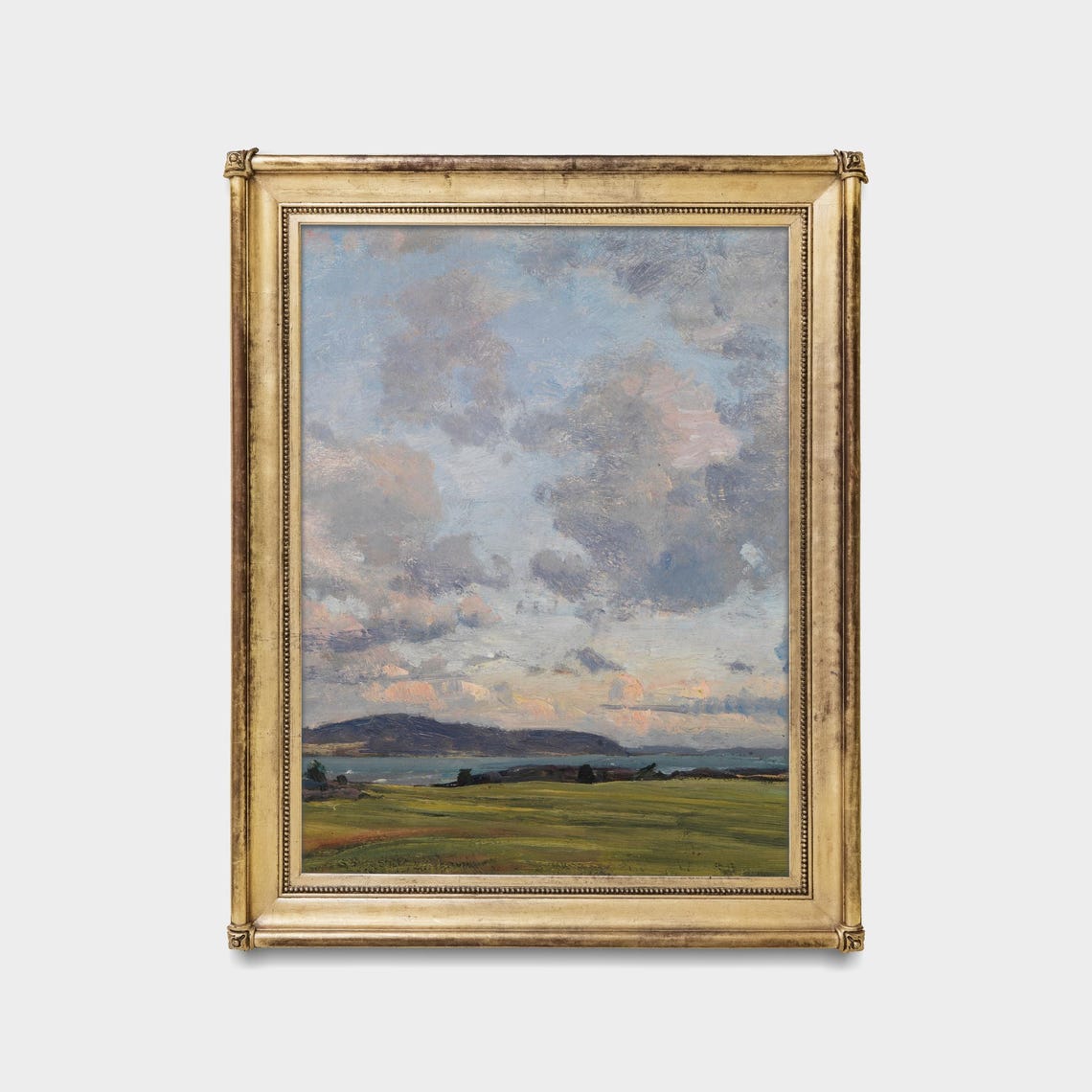 Dramatic Clouds Over Lake and Green Meadow Vintage Sky Poster - Image 5