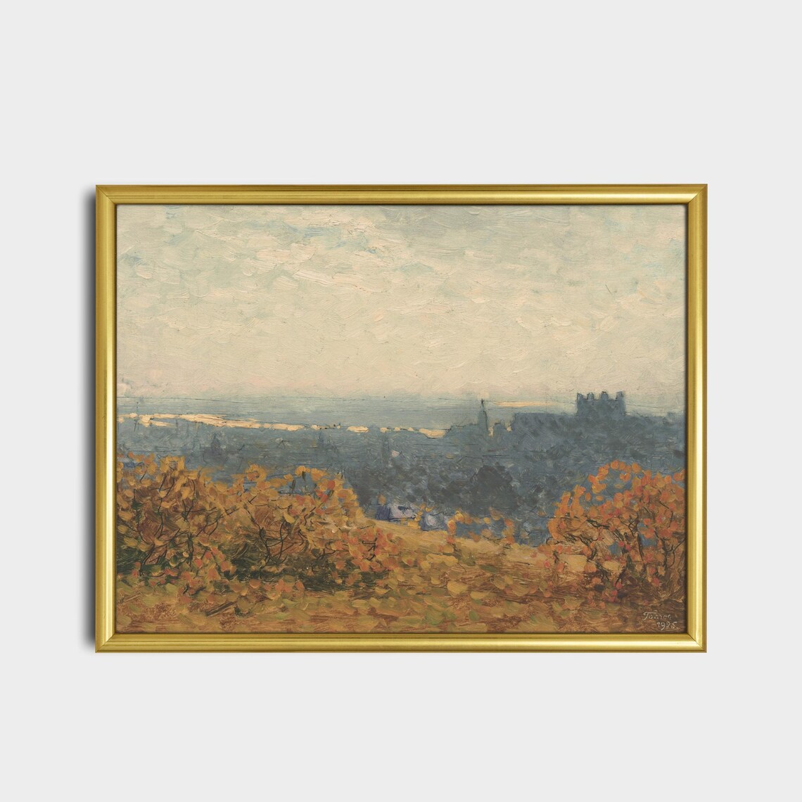 Autumn Trees Overlooking a Distant City Vintage 1925 Fall Scene Poster - Image 2