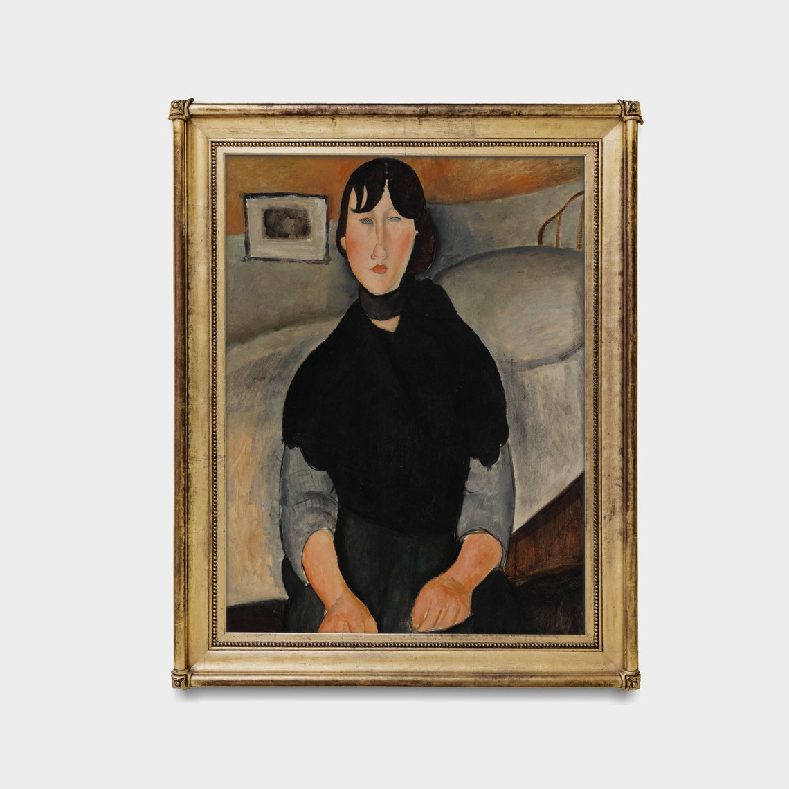 Modernist Seated Woman Portrait in Modigliani Style Art Poster - Image 3