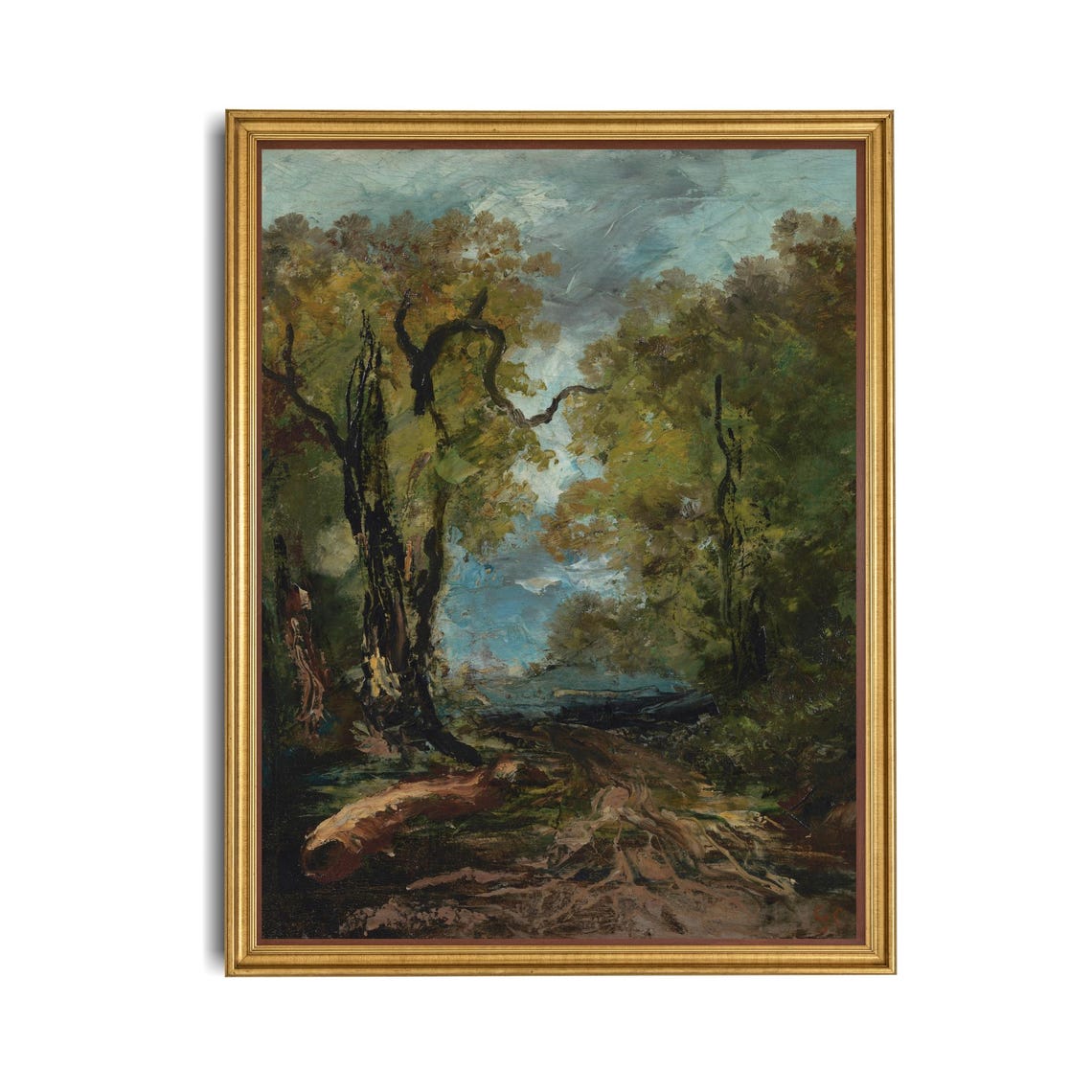 Dark Moody Forest Interior with Fallen Log Vintage Landscape Poster - Image 4