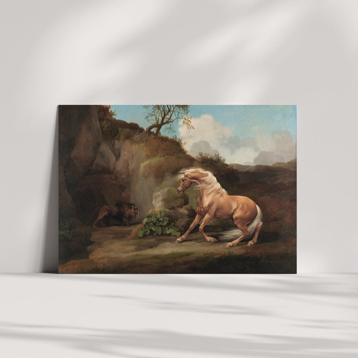 Dramatic Horse Startled By Lion Old Master Animal Painting Poster - Image 3