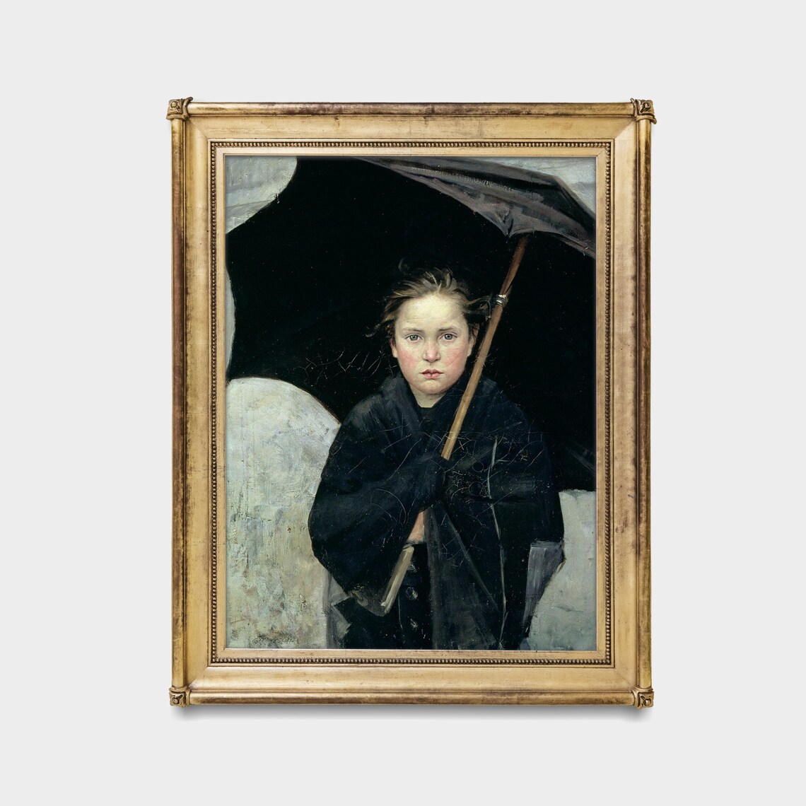 Vintage Girl With Umbrella Portrait Art Print - Image 2