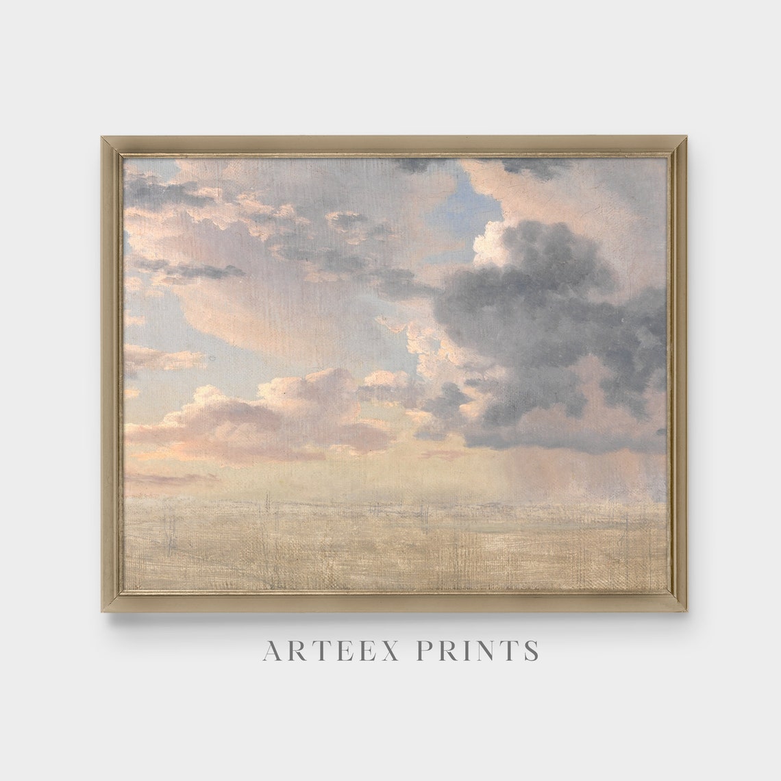 Vintage Cloud Study Antique Sky Painting Wall Art Nursery Decor 18th Century Art Rustic Oil Print - Image 5