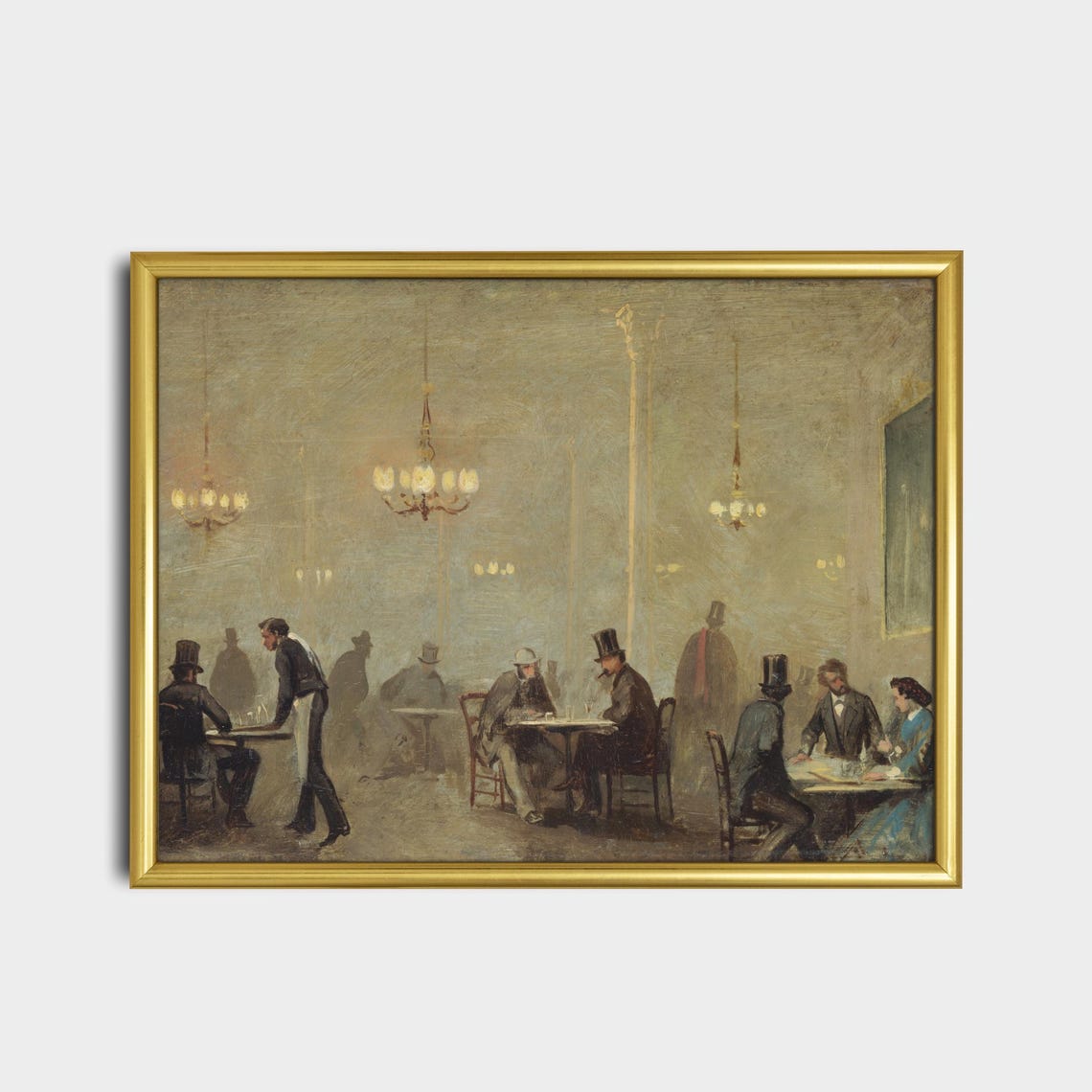 Grand Victorian Cafe Interior Gentlemen Vintage Cafe Scene Poster - Image 2