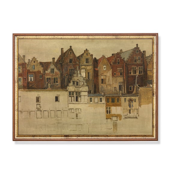 Printed And Shipped Vintage Architecture Painting Antique Oil Painting Print Fine Art Print Rustic Moody Painting Physical Prints