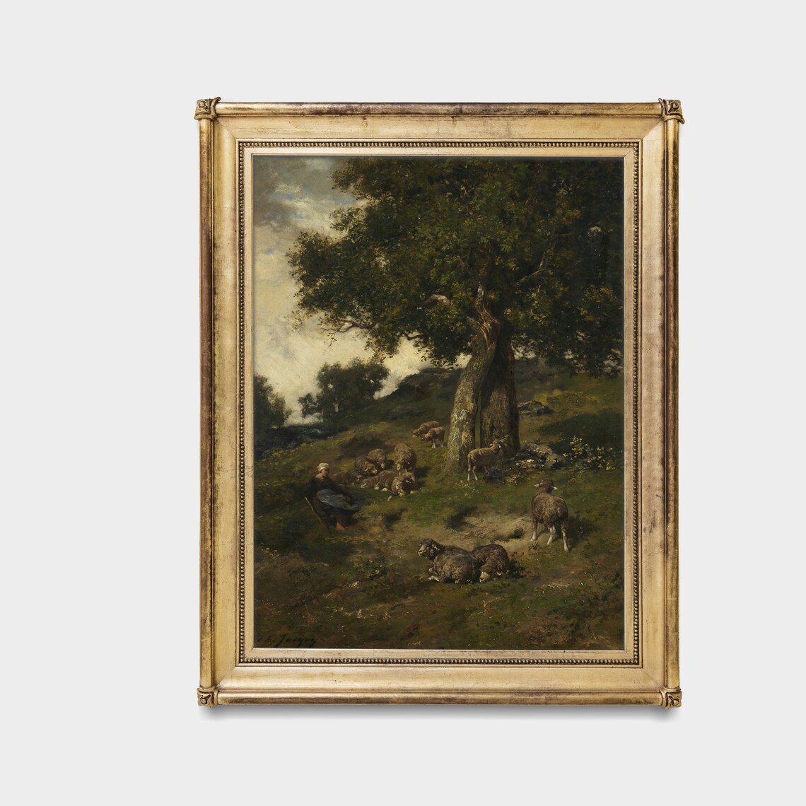 The Shepherdess With Her Flock, Vintage Art Print - Image 3