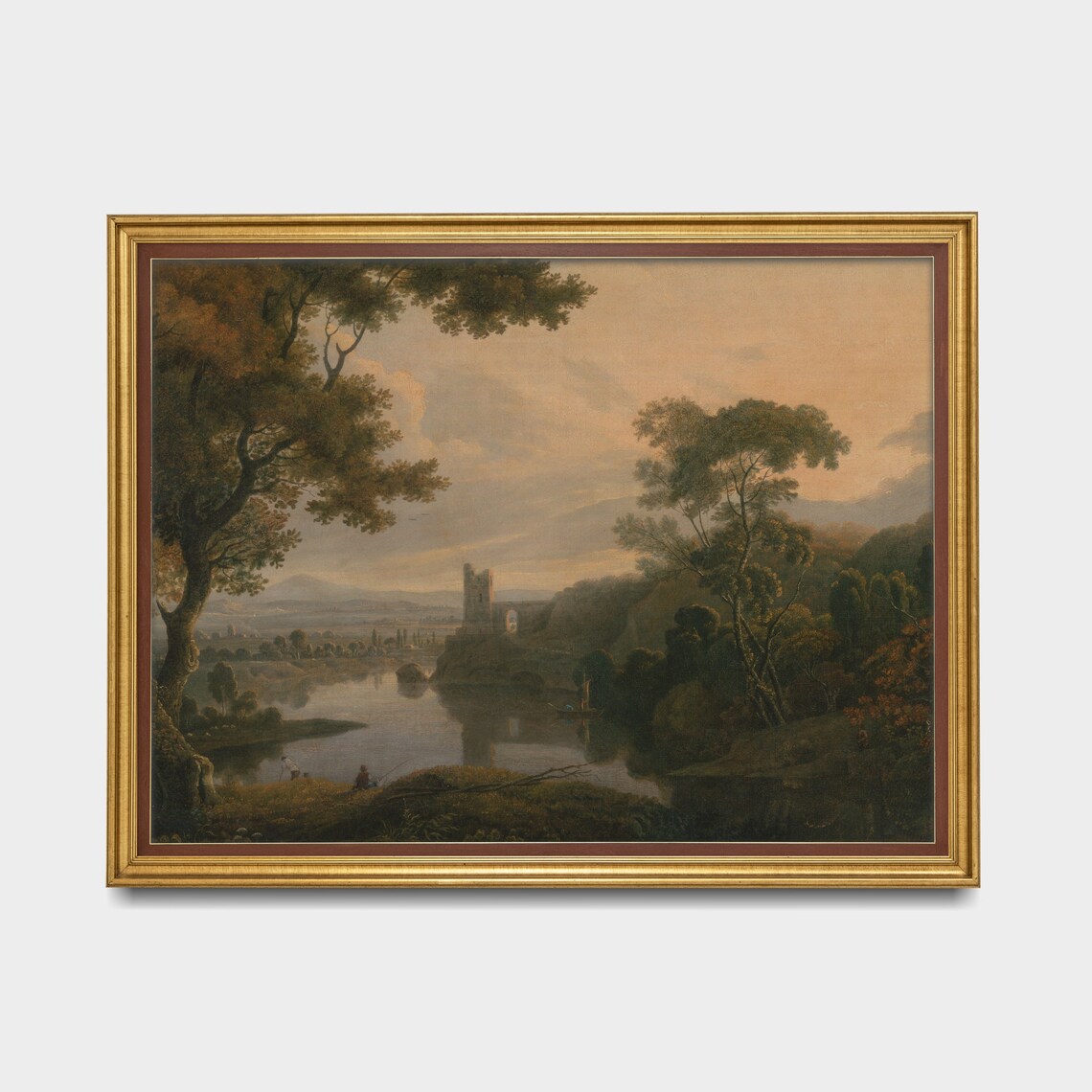 Moody River Landscape With Castle Ruins at Dusk Vintage Poster - Image 5
