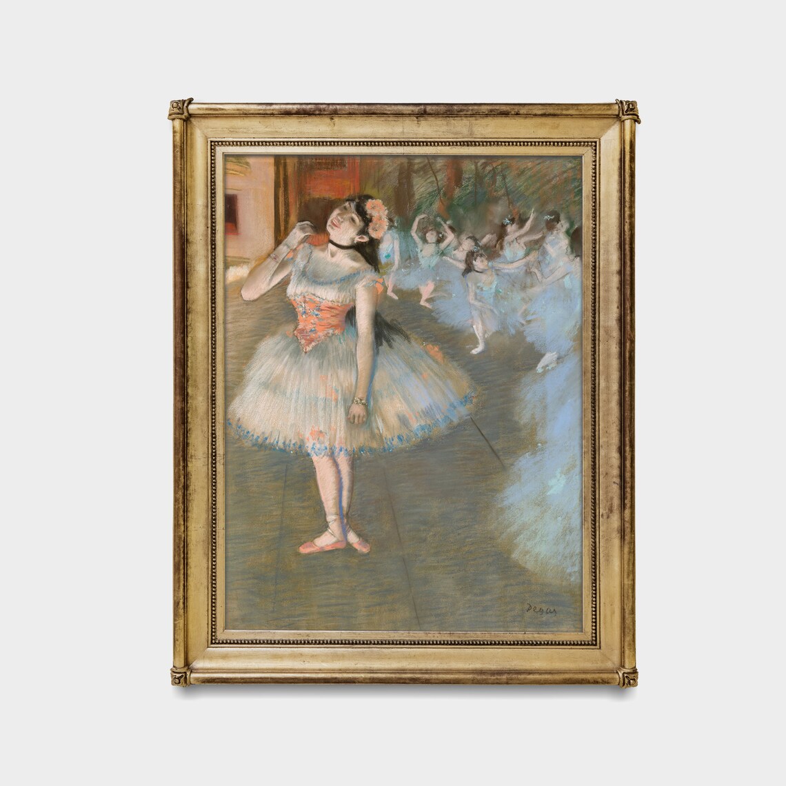Degas Star of the Ballet Dancer with Bouquet Pastel Painting Print - Image 3