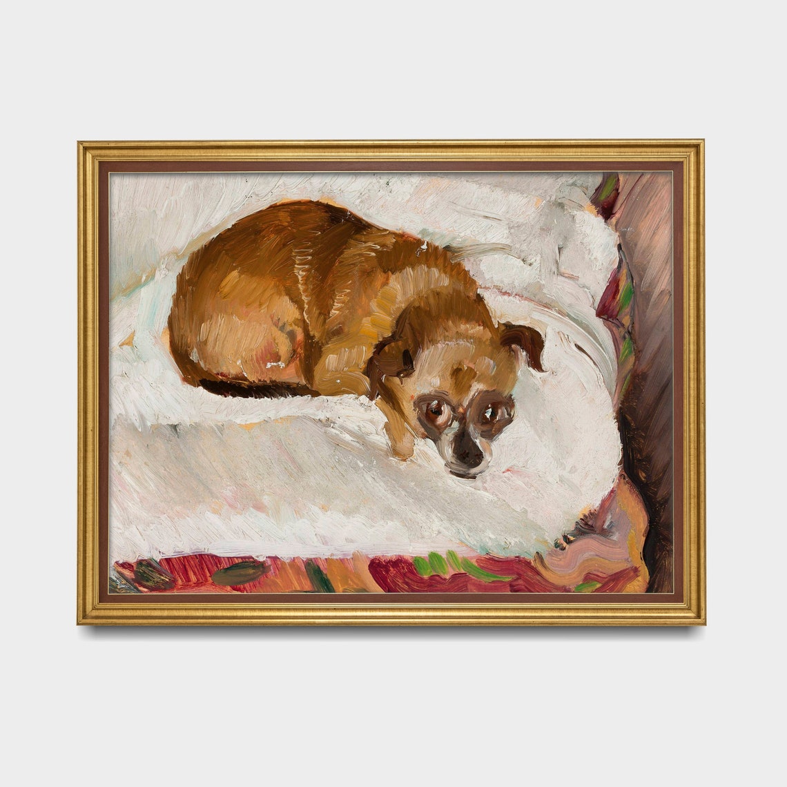 Printed And Shipped Lying Dog Painting Vintage Print Antique Animal Print Oil Painting Art Farmhouse Decor Physical Prints - Image 3