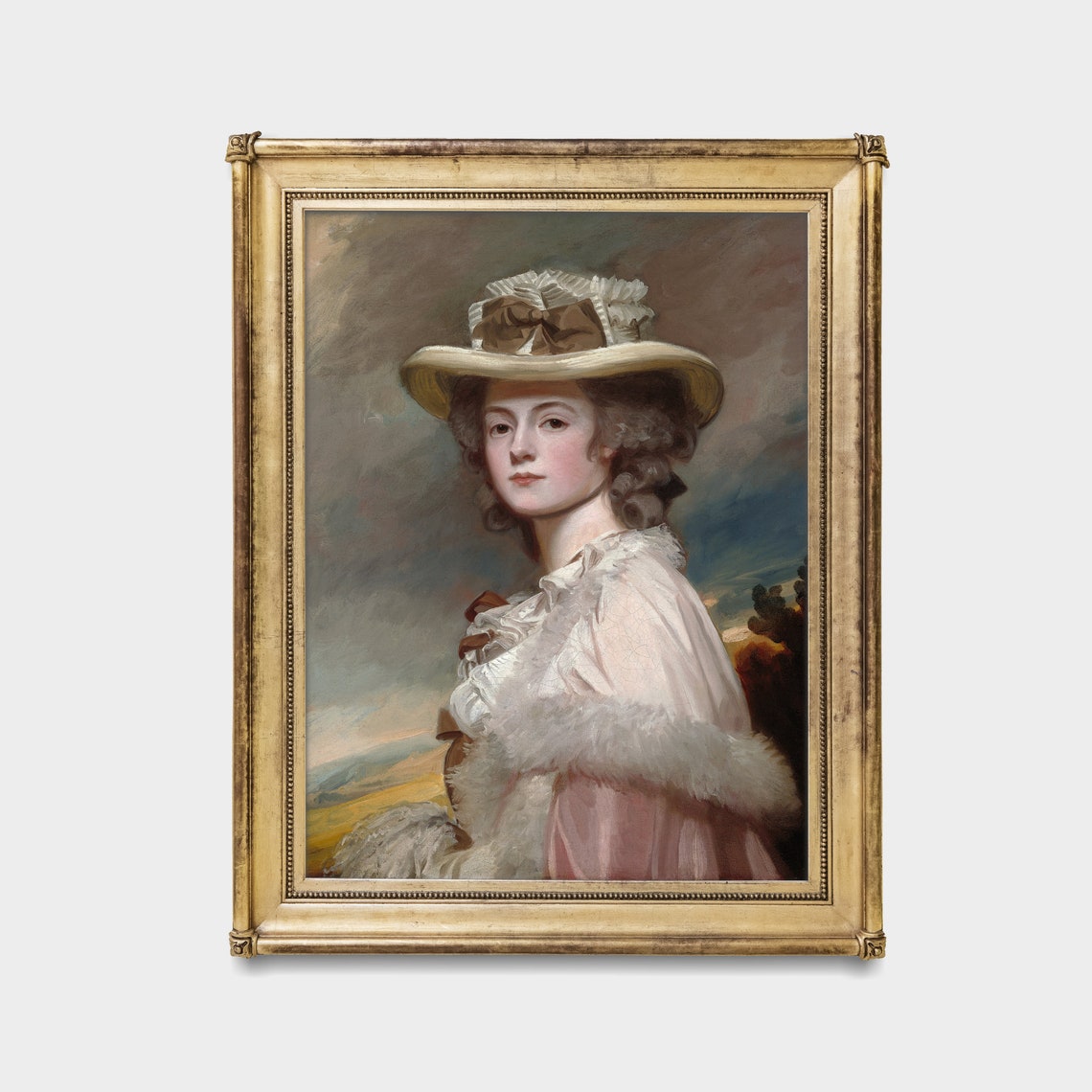 Lady in Wide-Brimmed Hat 18th Century Vintage Portrait Poster - Image 3
