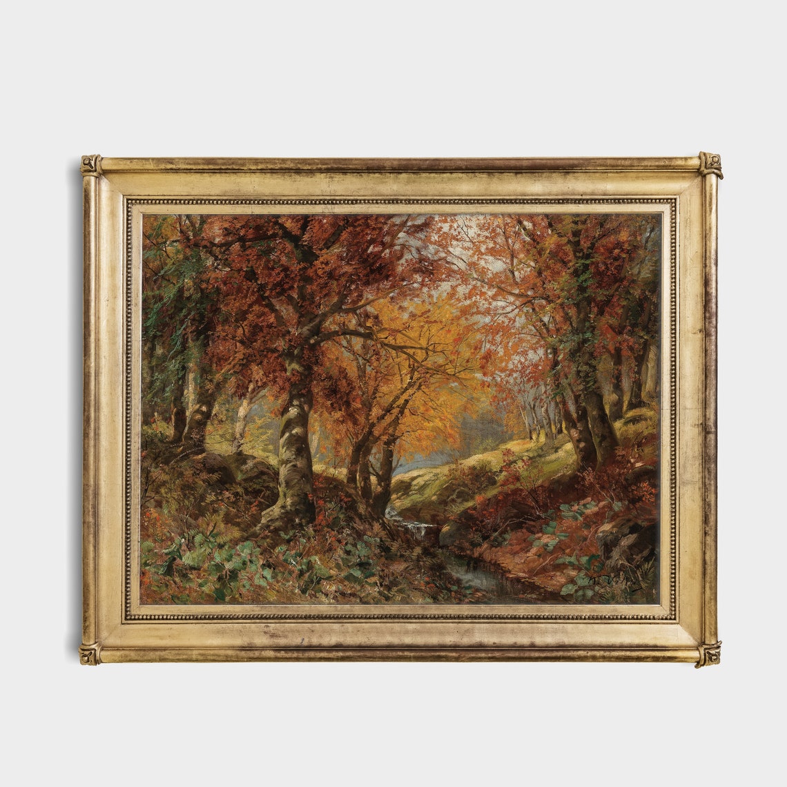 Vintage Autumn Landscape Antique Fall Painting Moody Rustic Print Country Scenery Wall Art Fine Art - Image 3
