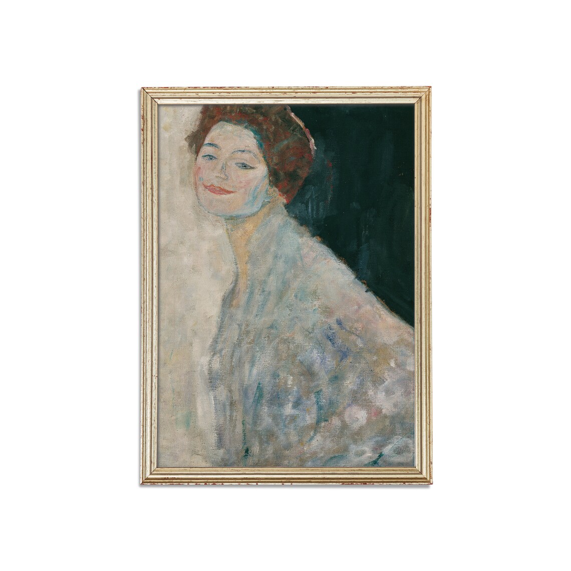 Smiling Red-Haired Woman in a Flowing Pale Dress Vintage Poster - Image 3
