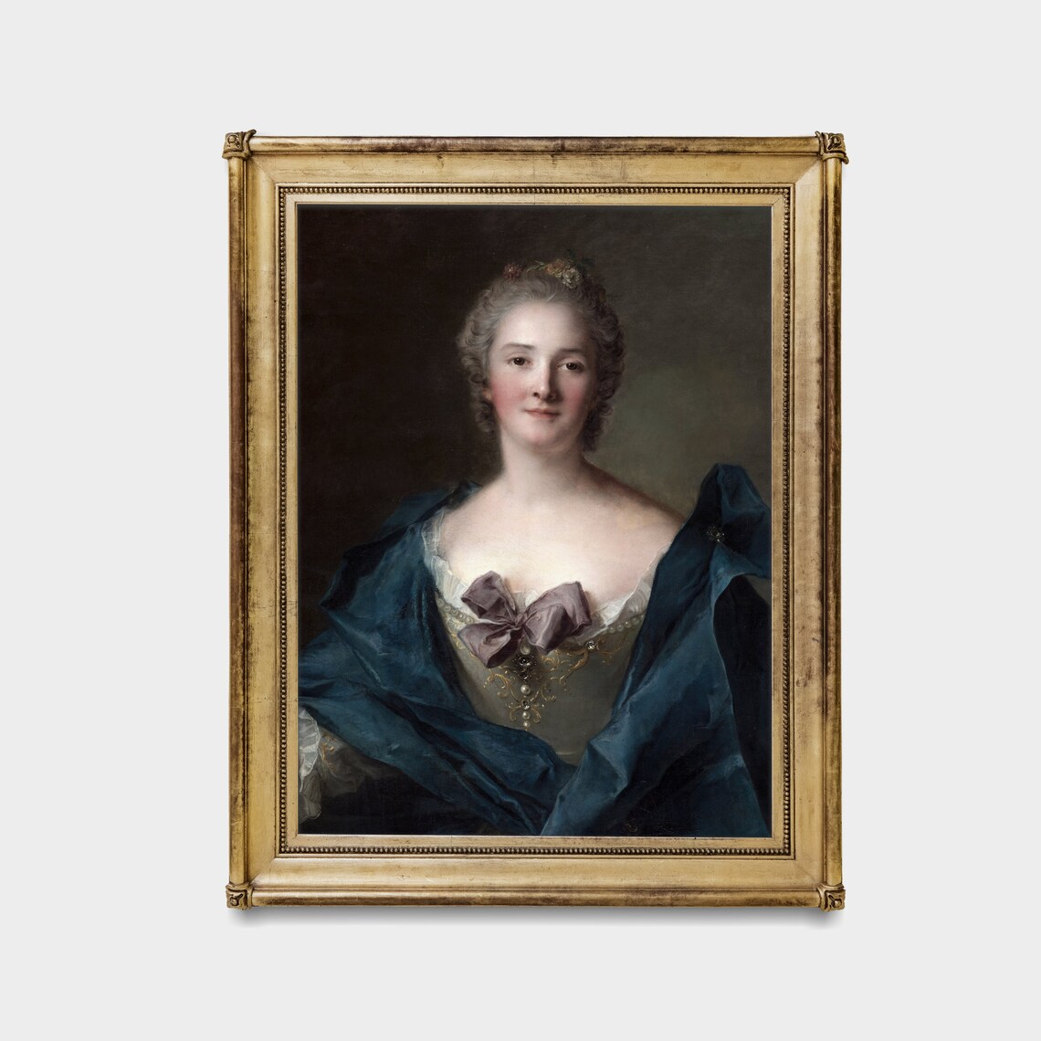 18th Century Lady in a Blue Shawl with a Lavender Bow Poster - Image 3