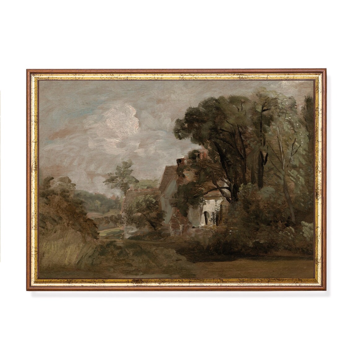 Vintage Summer Landscape Art Print, Farmhouse Cottage