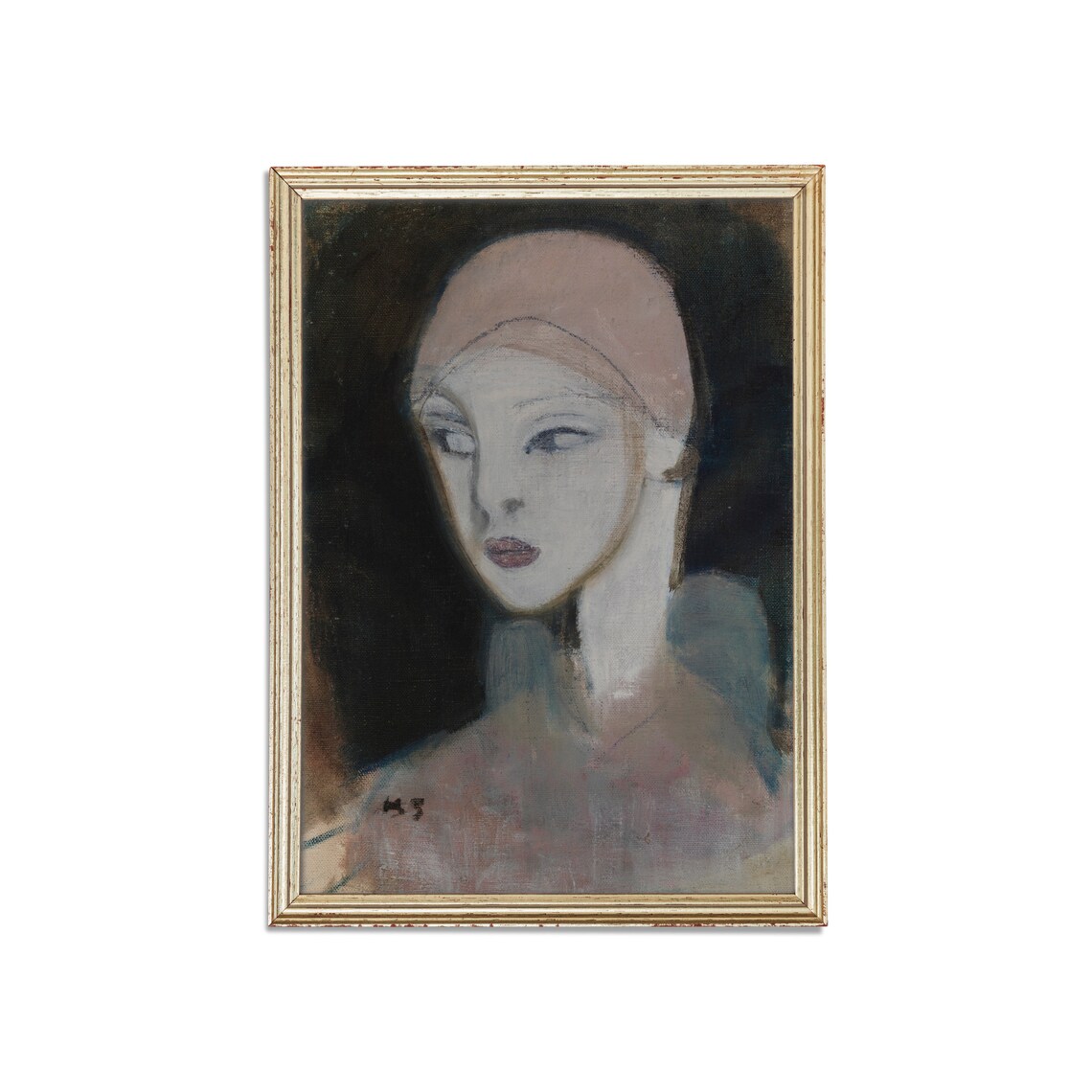 Modernist Woman In Pink Cap Abstract Portrait Painting Poster - Image 5