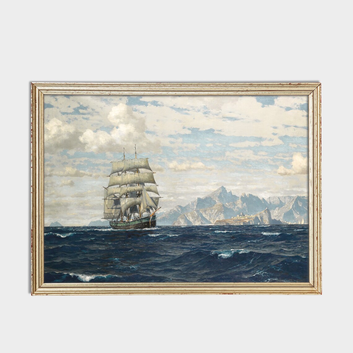 Tall Ship Under Full Sail by Mountain Coast Vintage Marine Poster - Image 2