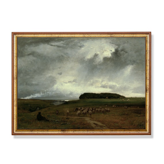 Printed And Shipped Vintage Landscape Painting Antique Country Landscape Moody Rustic Fine Print Farmhouse Decor Physical Prints