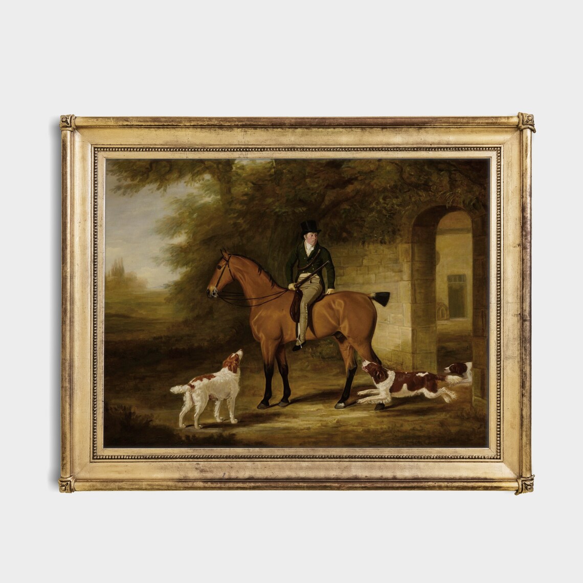 Antique Equestrian Portrait of Huntsman with Spaniel Dogs Poster - Image 2
