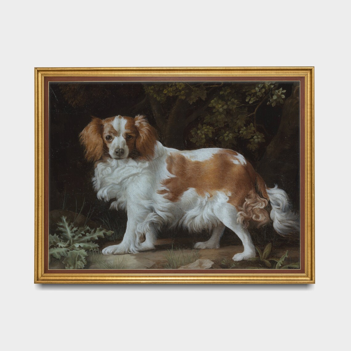 Vintage Spaniel Dog Portrait in a Dark Woodland Setting Poster - Image 2