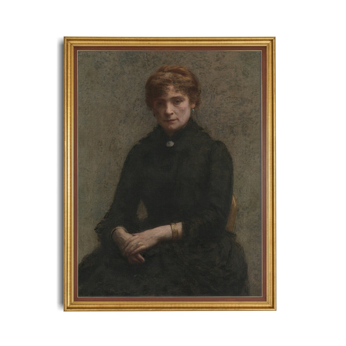 Woman in Black Dress Vintage Victorian Portrait Painting Poster - Image 2