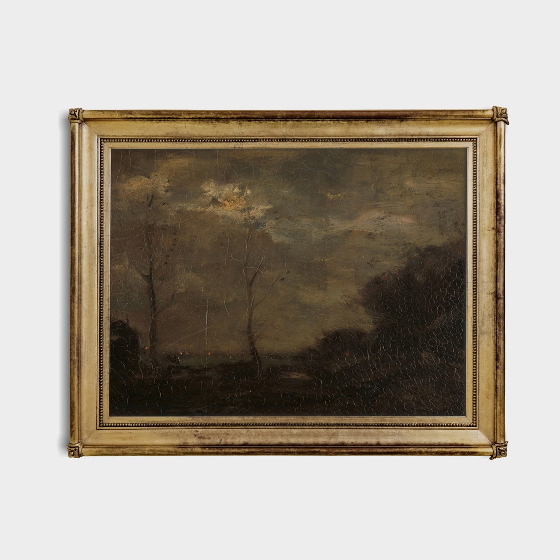 Vintage Landscape Painting Antique Country Landscape Moody Rustic Print Moonlight Fine Art Wall Art - Image 4