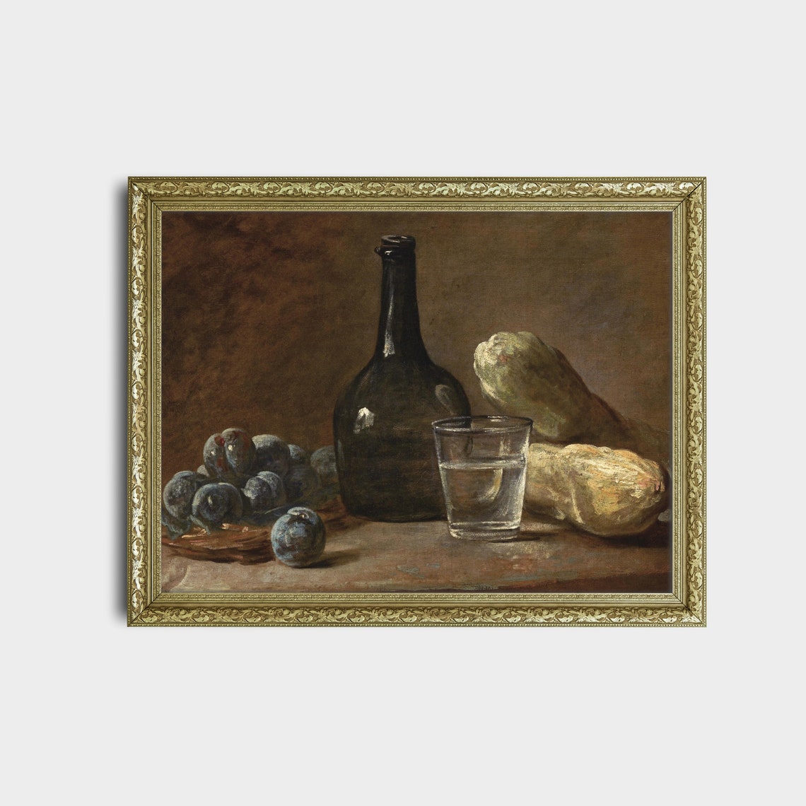 Vintage Still Life With Plums Antique Fruits Painting Rustic Moody Kitchen Decor Instant Wall Art Fine Print - Image 2