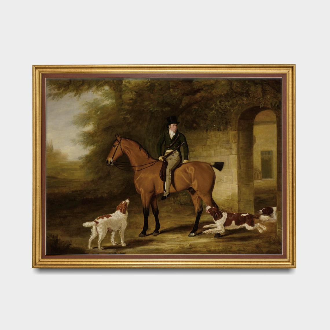 Antique Equestrian Portrait of Huntsman with Spaniel Dogs Poster - Image 3