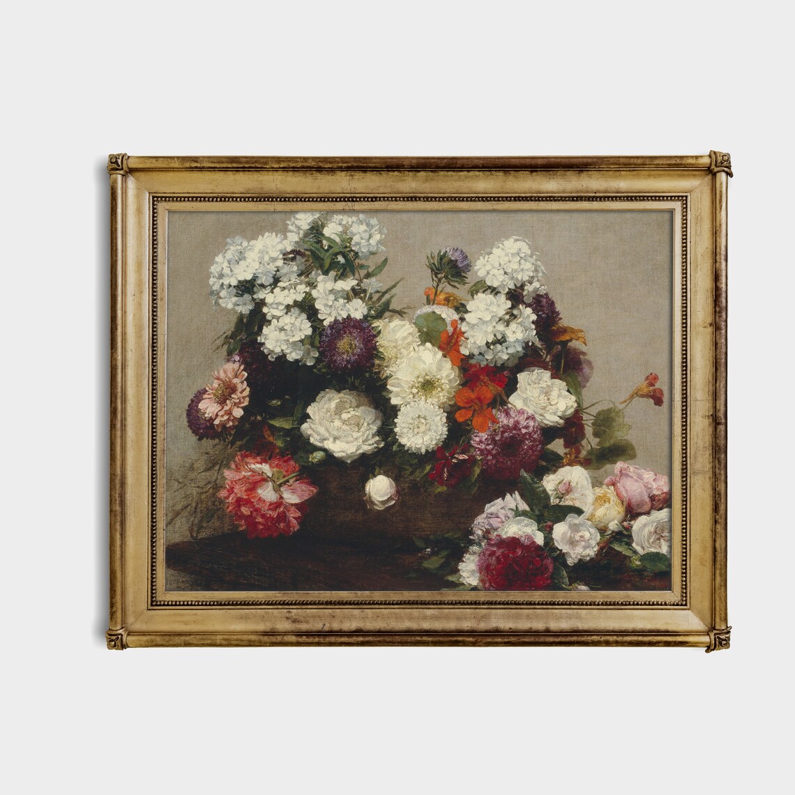 Vintage Garden Bouquet Floral Still Life Oil Painting Poster - Image 3