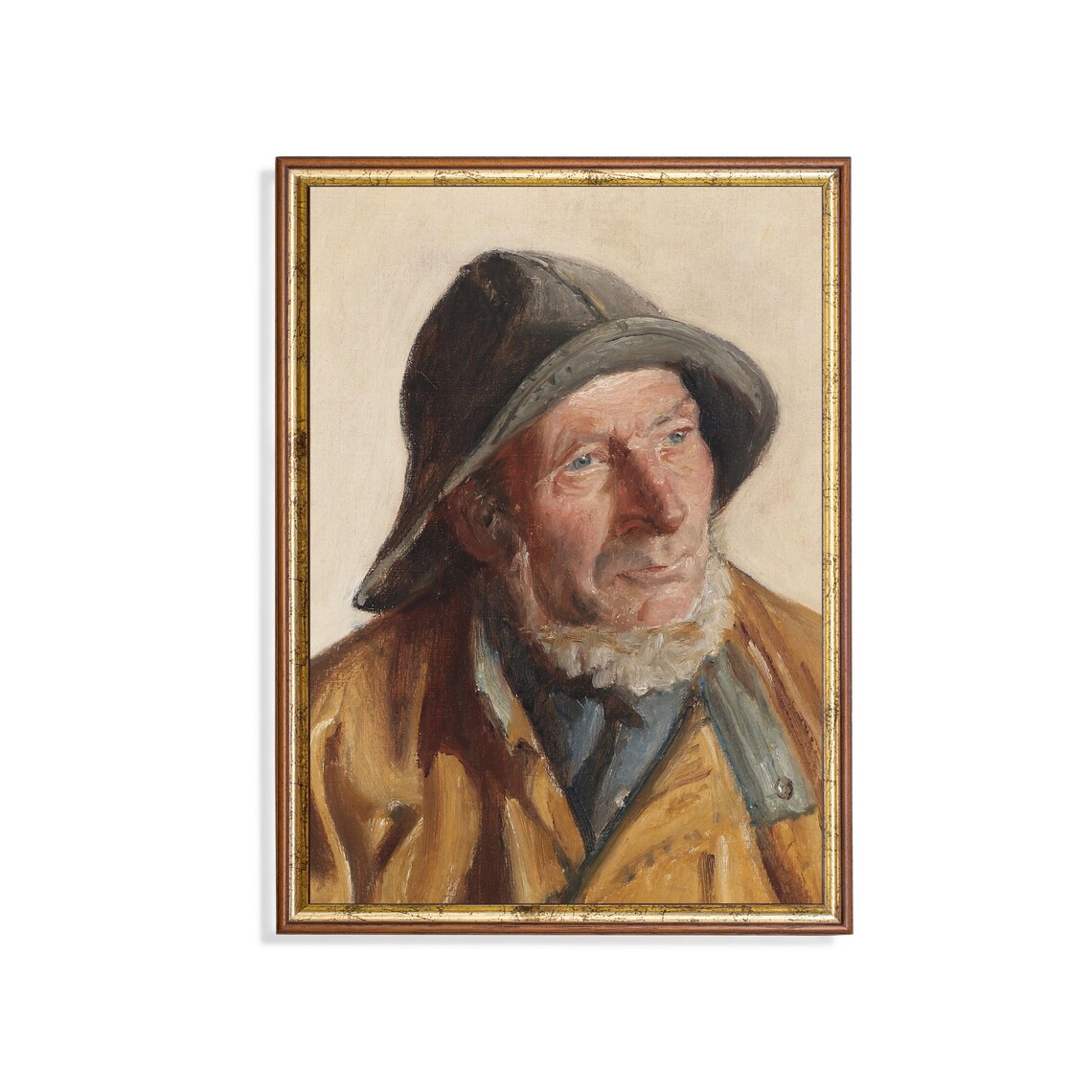 Vintage Gentleman Portrait Art Print, Rustic Fine Art