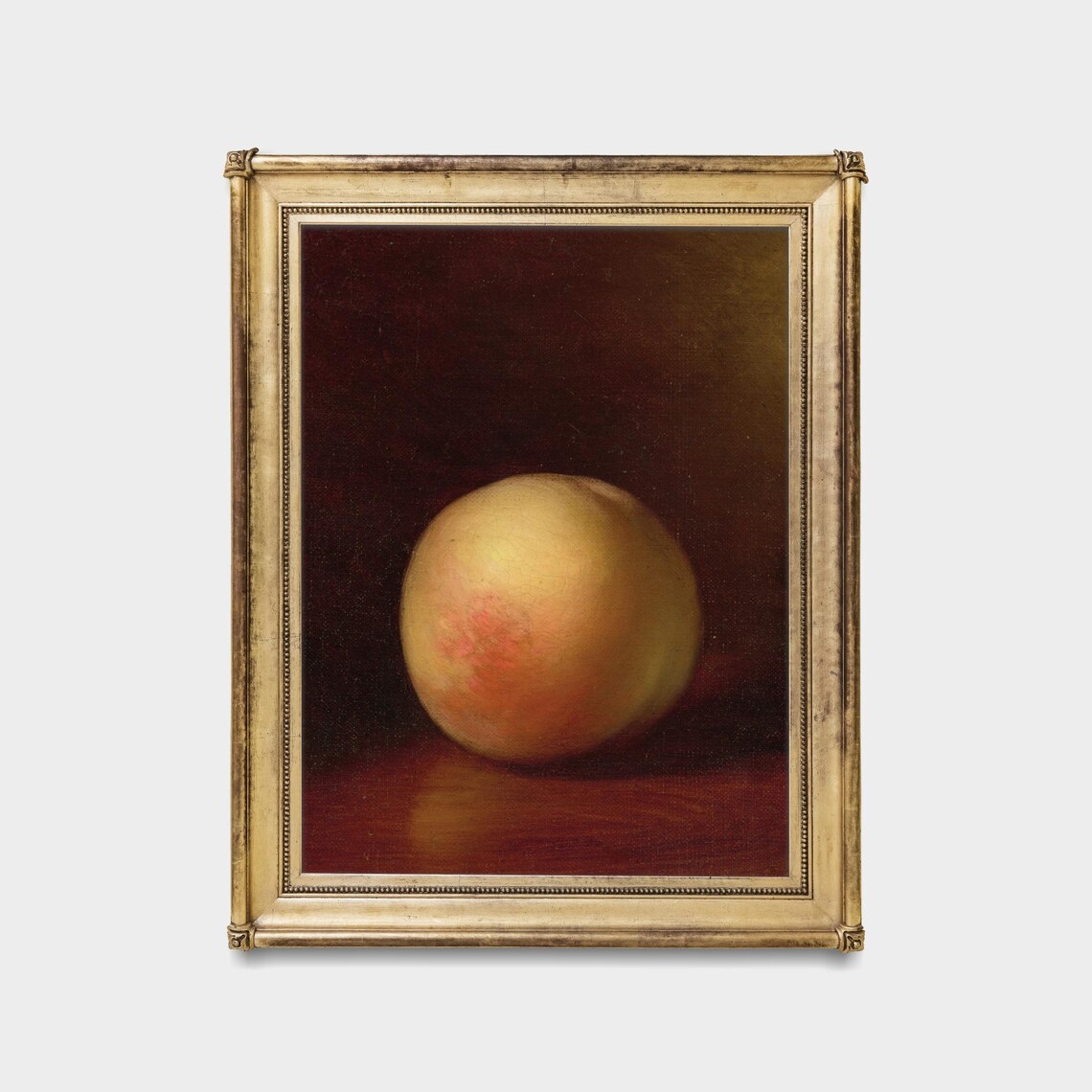 Solitary Ripe Peach on a Dark Umber Background Still Life Poster - Image 5