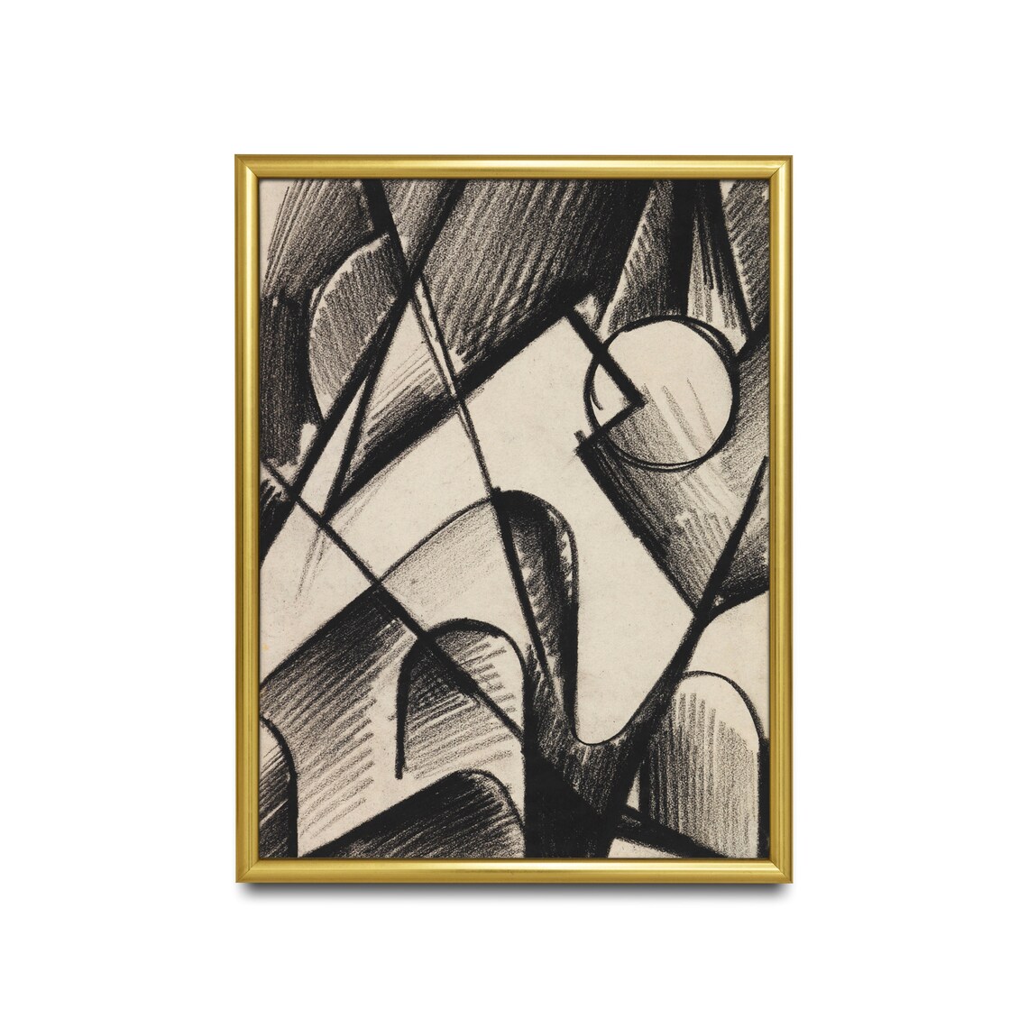 Bold Black Cubist Charcoal Abstract Geometric Drawing Poster - Image 5