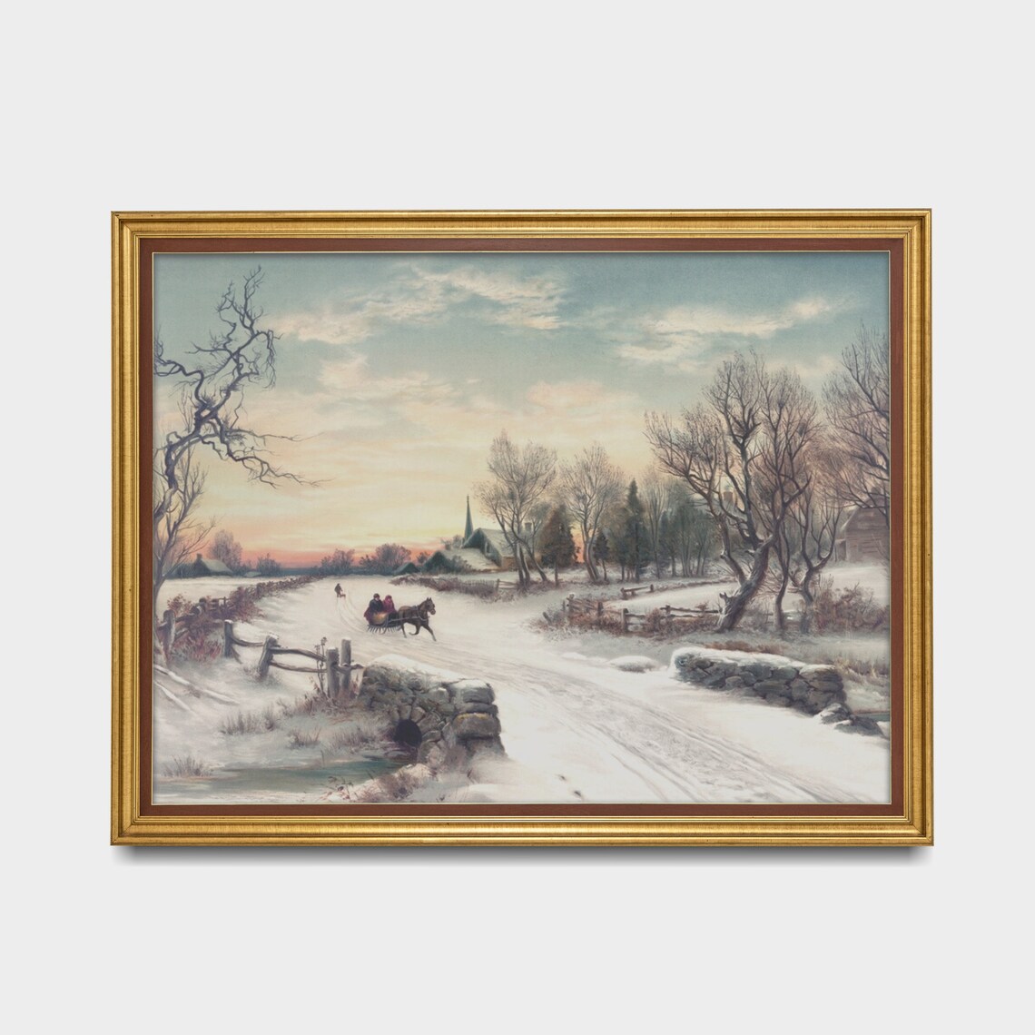 Winter Landscape Snow Village City, Vintage Art Print - Image 2