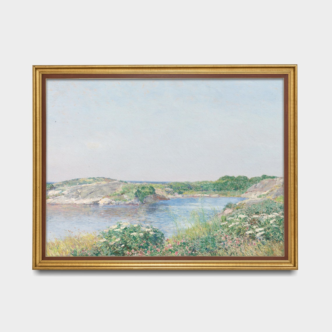 Rocky Coastal Inlet in Summer Light Impressionist Seascape Poster - Image 4