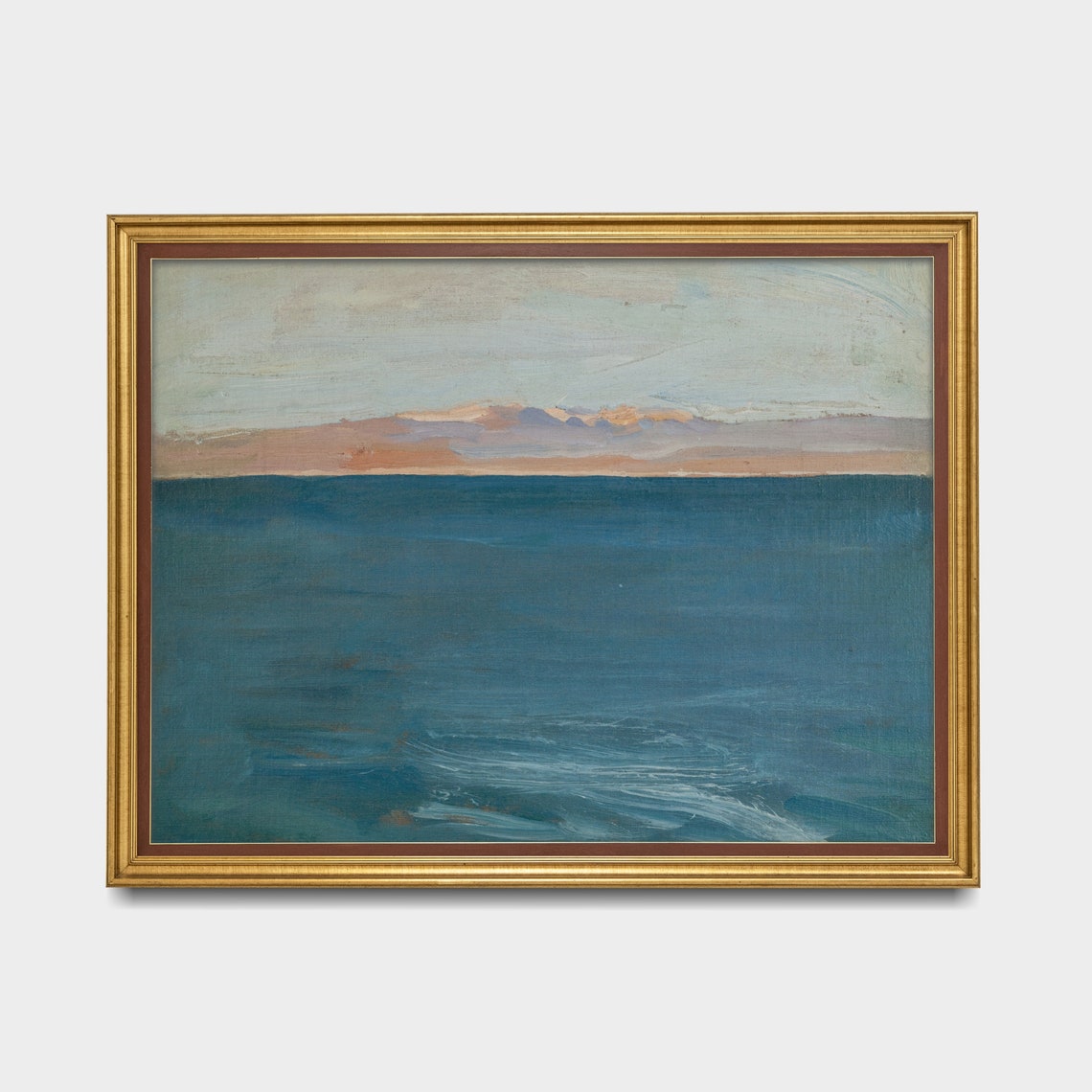 Deep Blue Sea Horizon Distant Shore Impressionist Painting Art Poster - Image 3