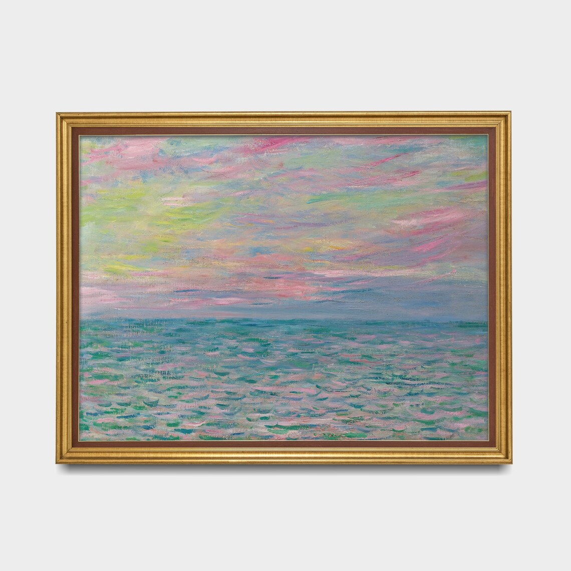 Pastel Seascape at Sunset Impressionist Ocean Sky Painting Poster - Image 3