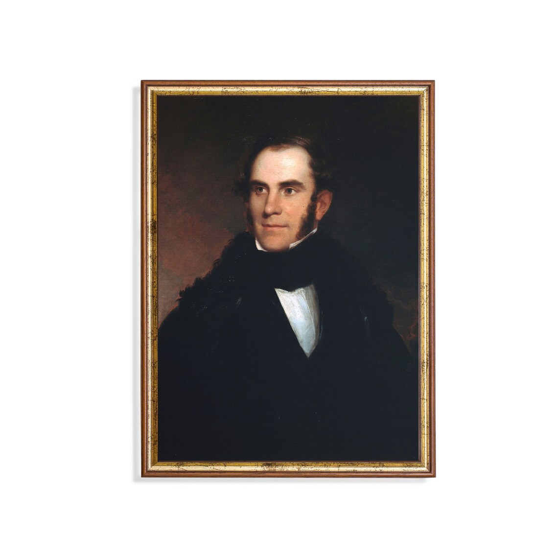 Dignified Victorian Gentleman in a Black Coat Formal Portrait Poster