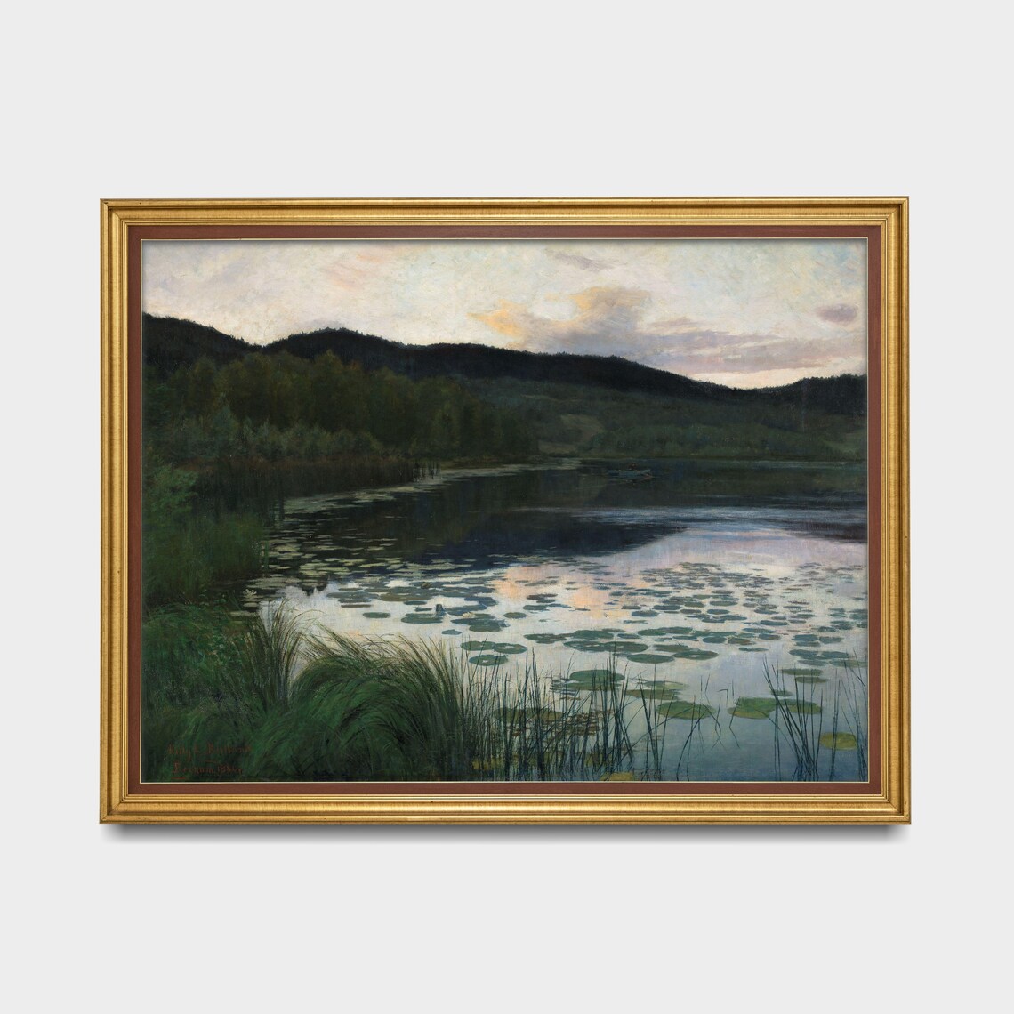 Twilight Lily Pond Reflections on a Mountain Lake at Dusk Poster - Image 3