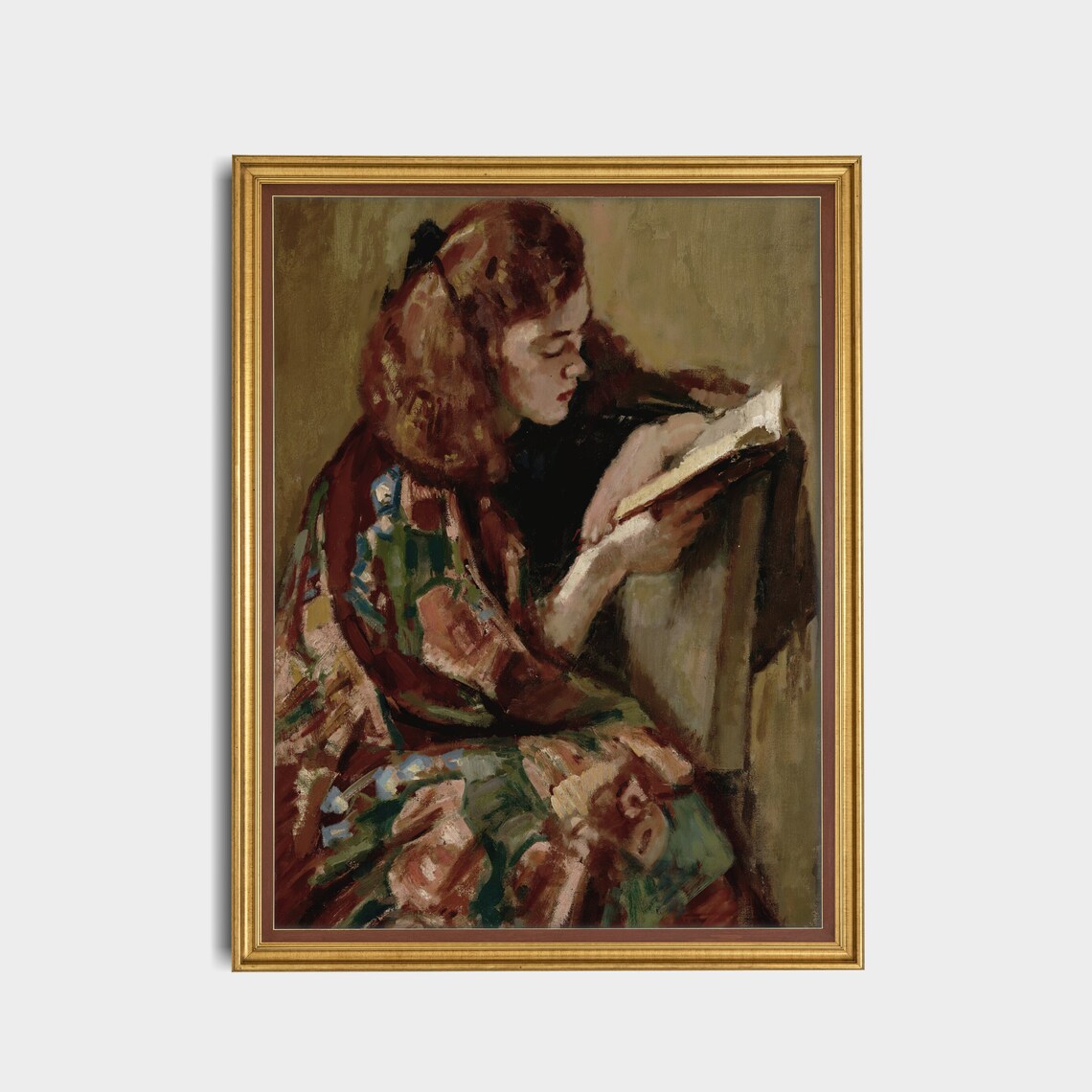 Woman Reading A Book In Floral Kimono Impressionist Painting Poster - Image 5