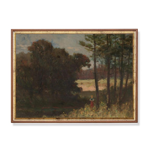Printed And Shipped Vintage Landscape Painting Wooded Landscape Country Scenery Moody Rustic Nature Art Physical Prints