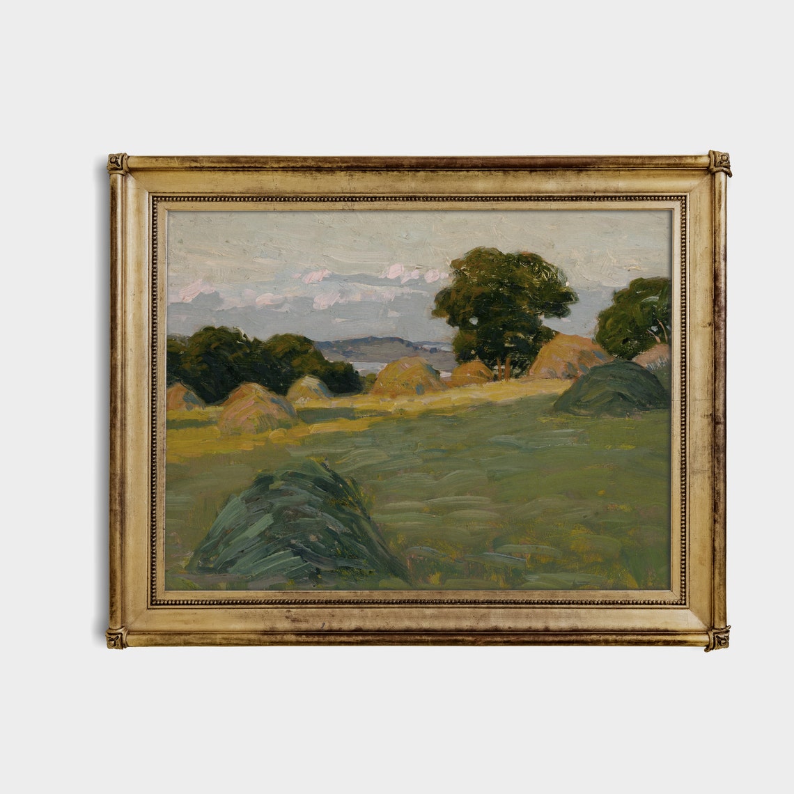 Vintage Landscape Painting Antique Country Landscape Oil Painting Fine Print Wall Art Farmhouse Decor - Image 3