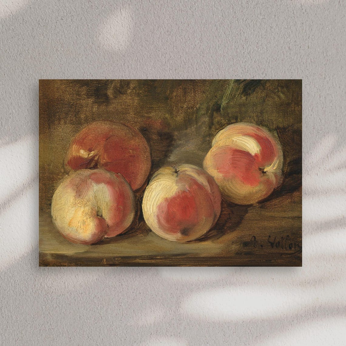 Four Ripe Peaches Dark Background Antoine Vollon Style Poster - Image 2