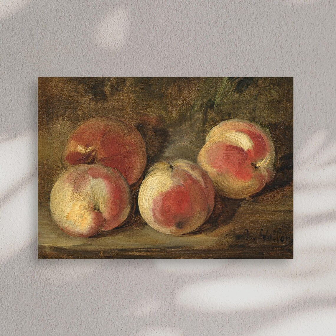 Vintage Peaches Still Life Print Rustic Fruit Wall Art Old Master Style Painting Antique Kitchen Decor Dark Academia Print Only - Image 2